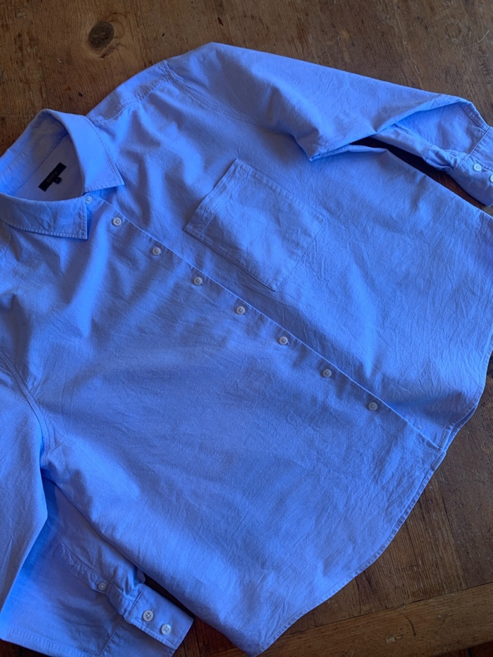 Quince Light Blue Womens Casual Button-Down Shirt - Picture 12 of 16